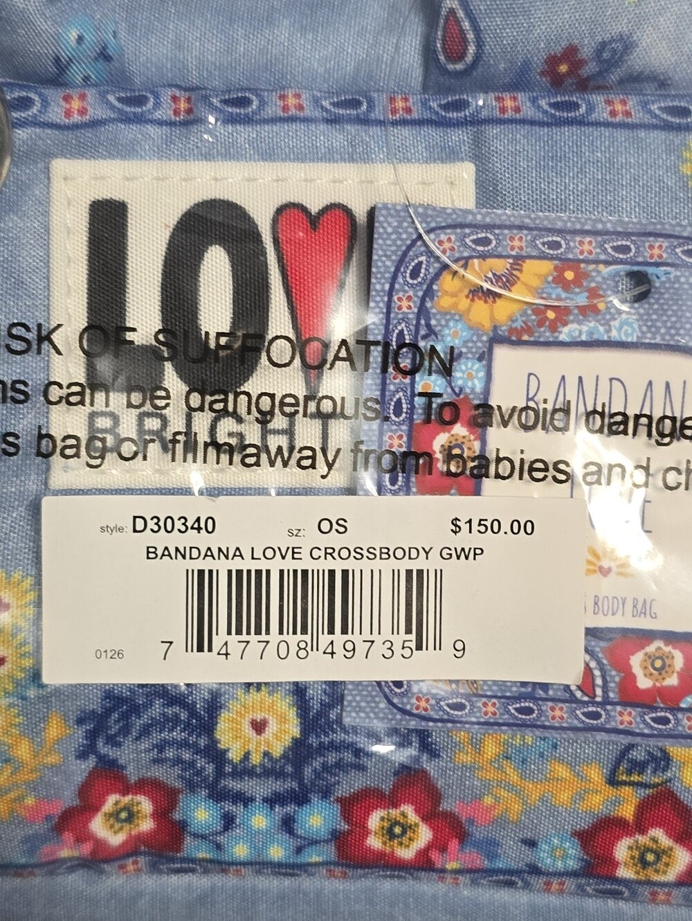 Brighton Bandana Love Crossbody Bag Blue Floral Multi NEW IN BAG W/TAGS - Picture 7 of 7